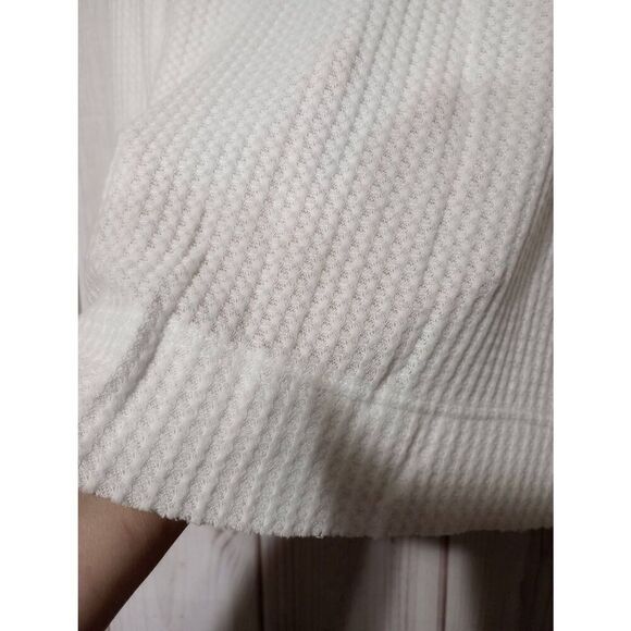 Ladies 1x Cason Waffle Knit Henley Top White Long Sleeve Button Up Casual - Picture 4 of 7